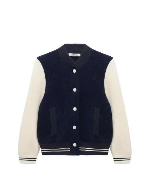 Dorothee Schumacher Blue College Allure Panelled Ribbed Jacket