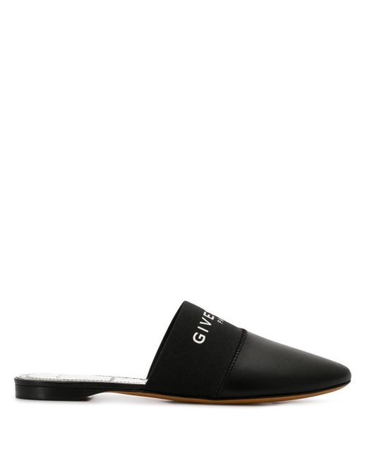 Givenchy Black Bedford Logo-band Leather Mules