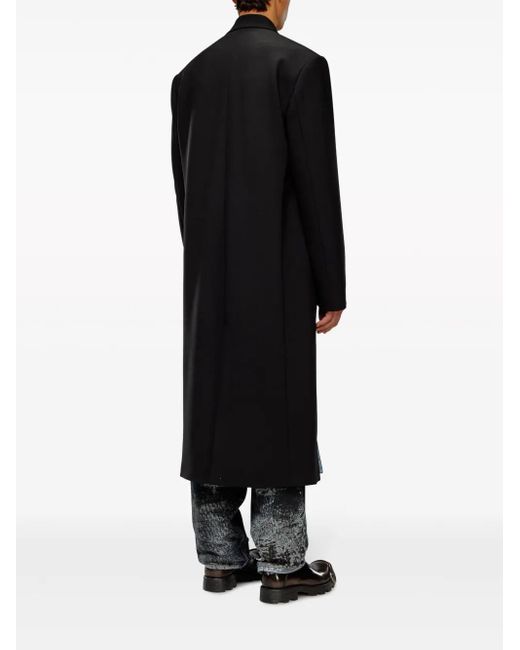 DIESEL Black Double-Breasted Tailored Coat for men