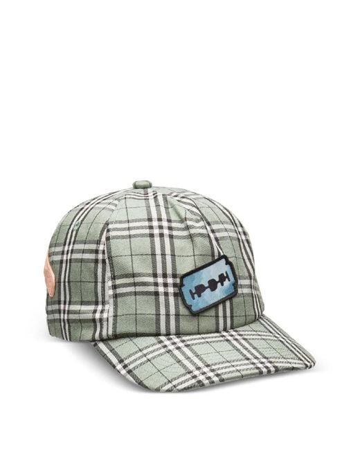 PDF White Check-Pattern Patch-Detail Baseball Cap for men