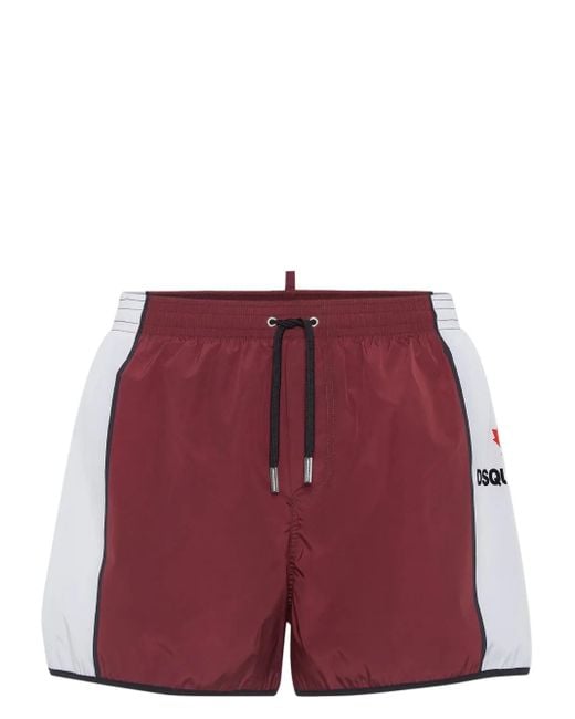DSquared² Purple Maple-Leaf Swim Shorts for men