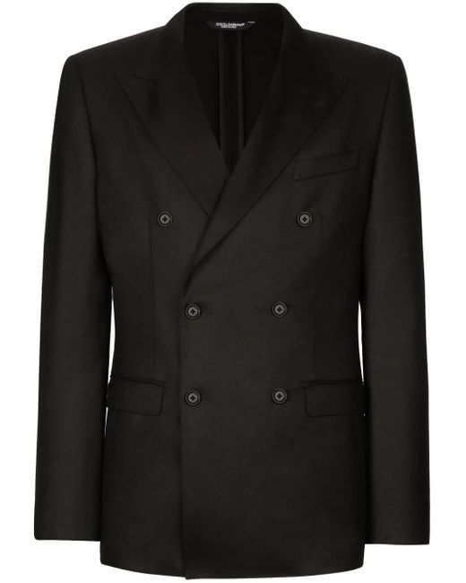 Dolce & Gabbana Black Double-Breasted Virgin-Wool Blazer for men