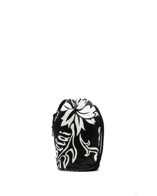 Sacai Black Floral-print Bucket Bag