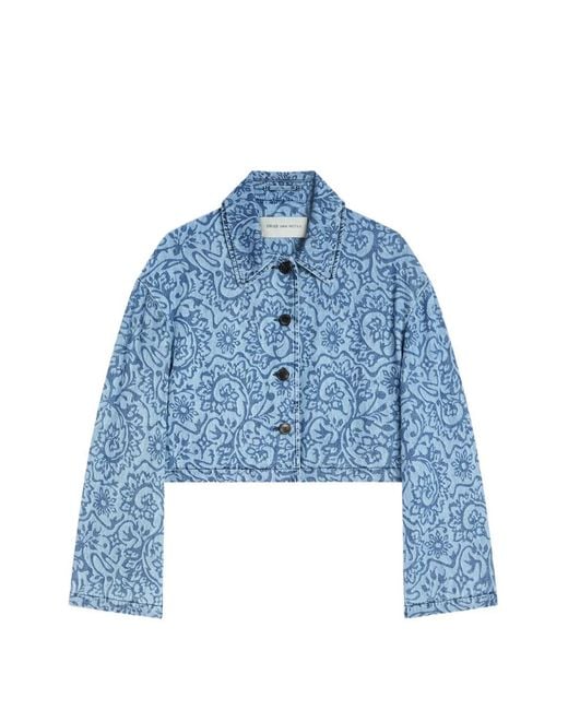Dries Van Noten Blue Printed Denim Jacket