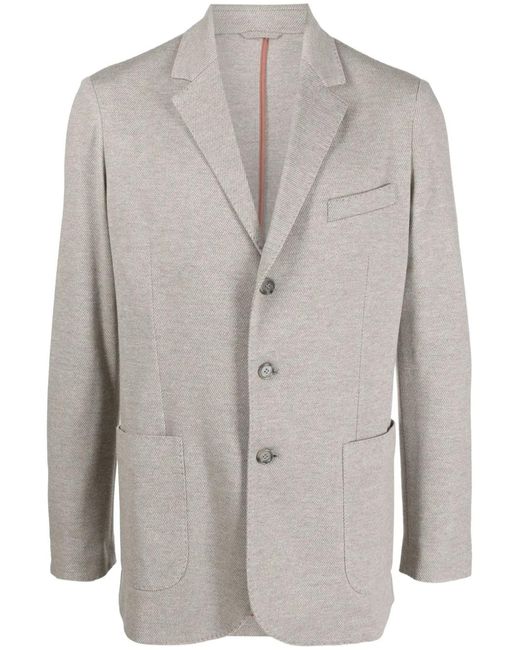 Mandelli Gray Single-Breasted Notched-Lapels Blazer for men