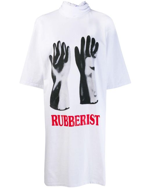 Christopher Kane White Rubberist-print Cotton T-shirt Dress