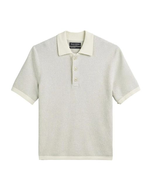 Marc O' Polo White Textured Short-Sleeve Polo Shirt for men
