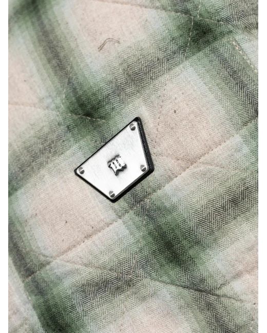 M I S B H V Gray Checked Quilted Overshirt for men