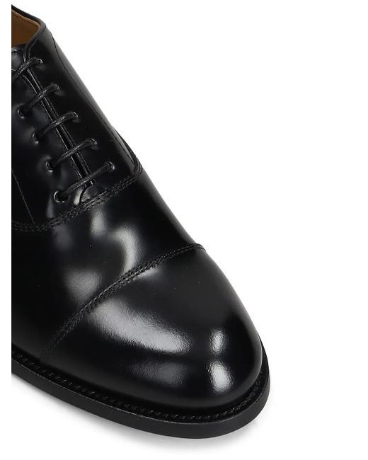 Green George Black Leather Oxford Shoes for men
