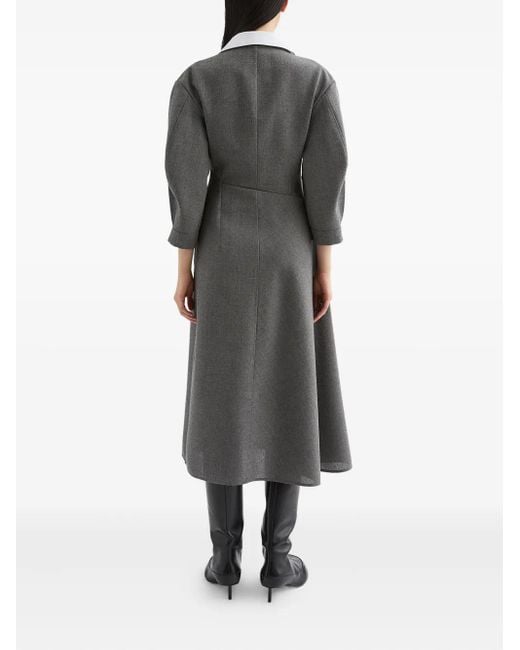 Jil Sander Gray Midikleid Mit Kontrastkragen