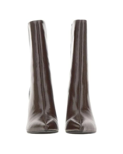 Twentyfourhaitch Brown Unuk Crinkled-Patent Pointed-Toe Ankle Boots