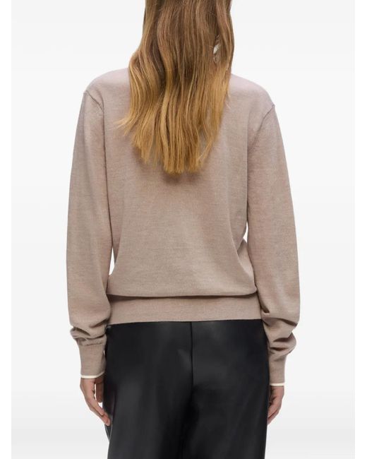 Karl Lagerfeld Natural Logo-Embroidered Merino-Wool Cardigan