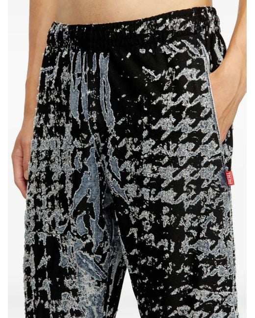 DIESEL Gray P-Labis Devoré-Houndstooth Trousers for men