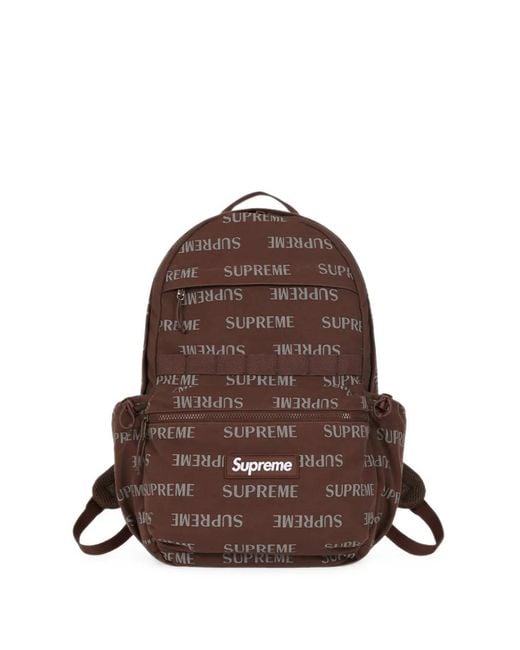 Supreme Brown Logo-Print Backpack for men