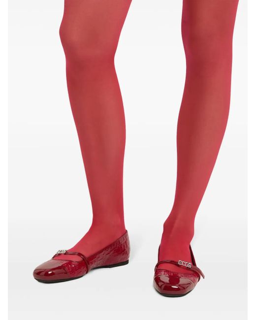 Gcds Red Monogram-Print Ballerinas