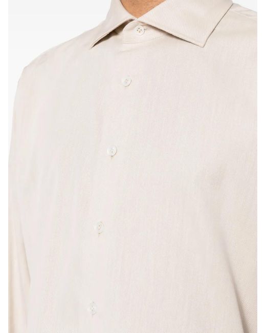 Lardini White Classic-Collar Long-Sleeve Shirt for men