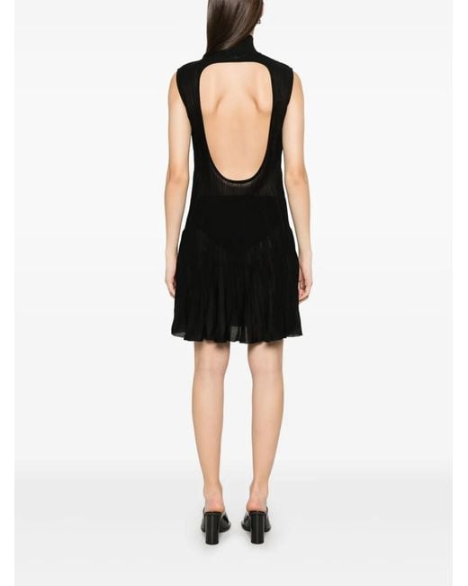 ANDREADAMO Geribbelde Mini-Jurk in het Black