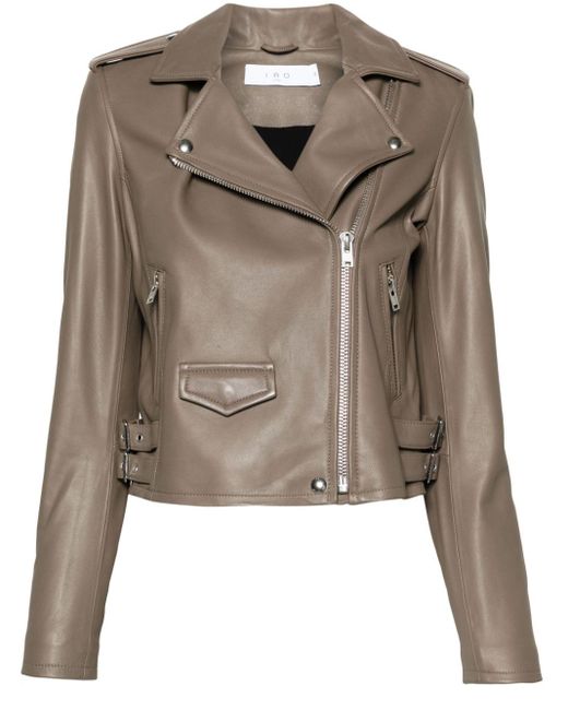 IRO Brown Leather Biker Jacket