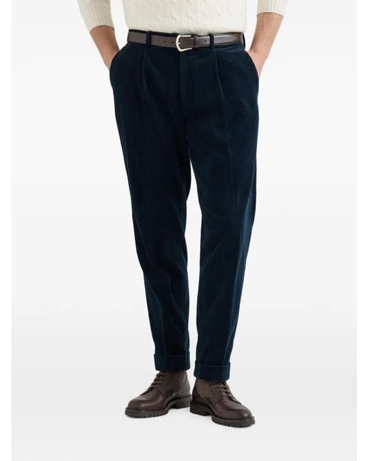 Brunello Cucinelli Blue Garment-Dyed Trousers for men