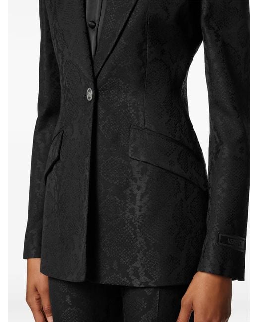 Versace Black Wool-Blend Single-Breasted Blazer