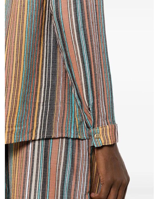 Amir Slama Brown Striped Jacquard Cotton Shirt for men