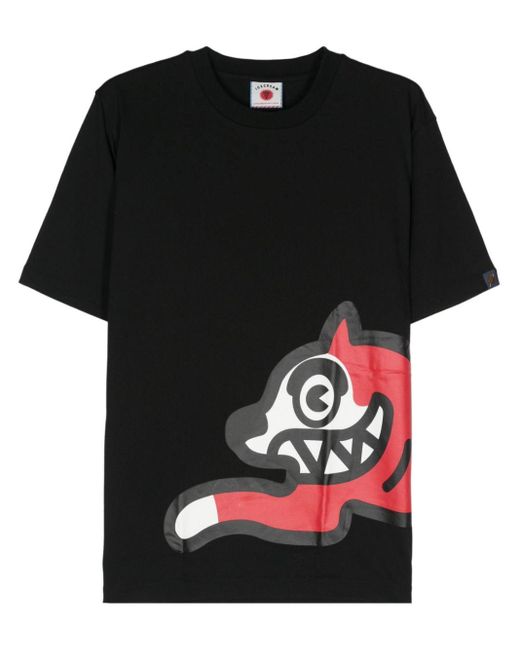 メンズ ICECREAM Running Dogプリント Tシャツ Black
