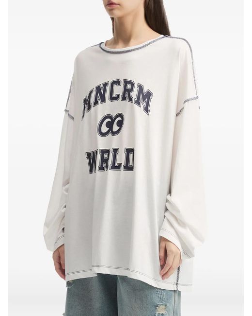 Mini Cream White Graphic-Print Long-Sleeve T-Shirt