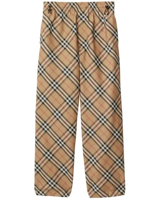 Burberry Blue Checked Straight-Leg Trousers for men