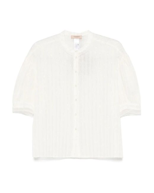 Camiseta con hilo metalizado Twinset de color White