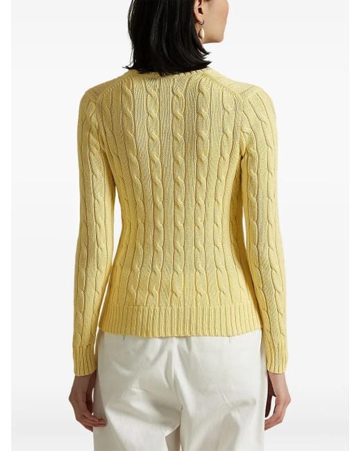 Polo Ralph Lauren Yellow Cable-Knit V-Neck Sweater