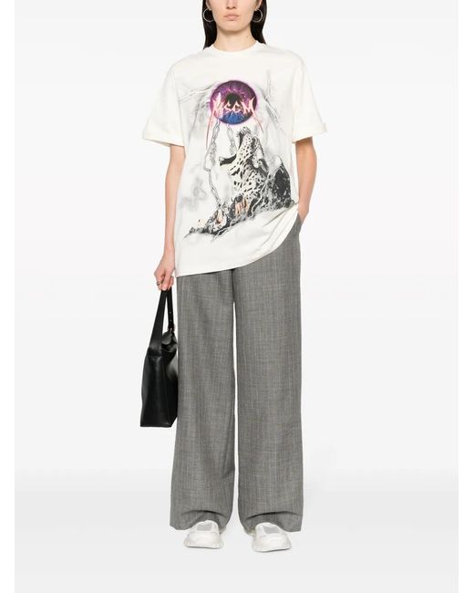 MSGM Gray Tailored Wool Trousers