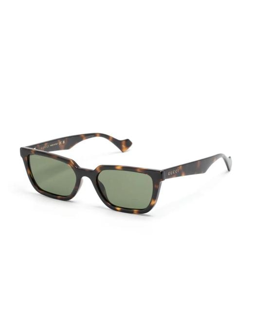 Gucci Green Rectangle-Frame Sunglasses