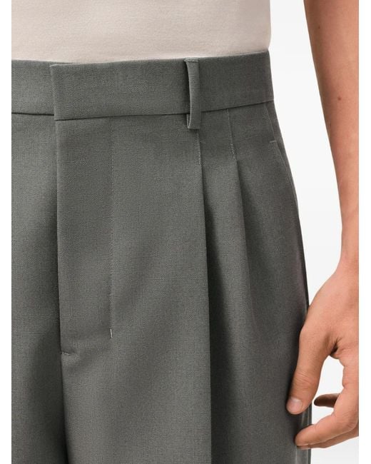 AMI Gray Pleated Wide-Leg Trousers for men