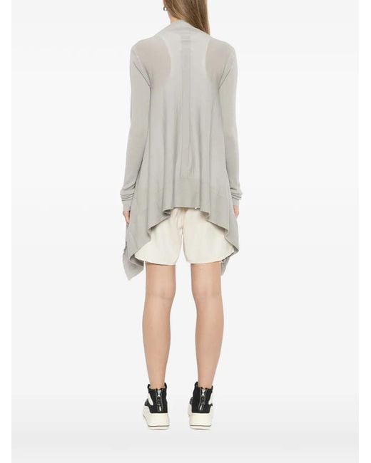 Rick Owens White Draped Ribbed-Knit Cardigan