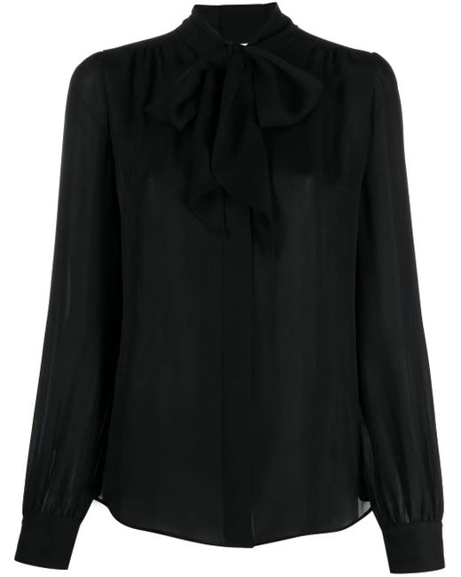 Chemise En Soie À Col Lavallière Moschino en coloris Black