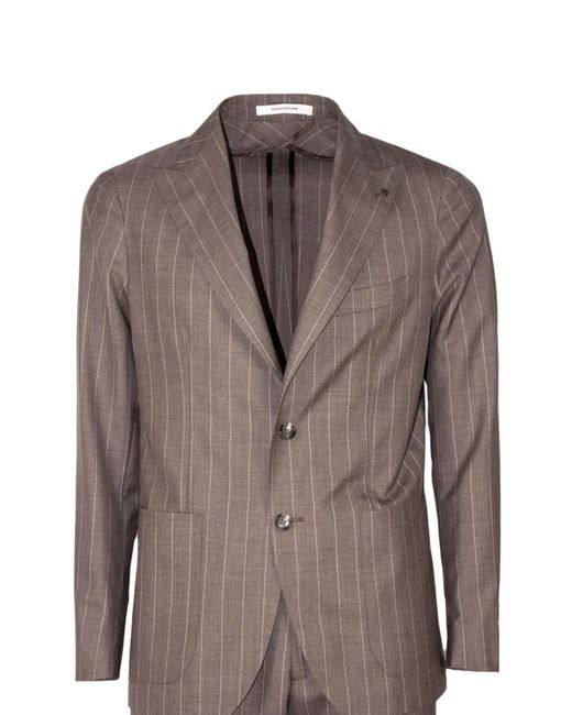 Tagliatore Brown Pinstripe Virgin Wool Suit for men