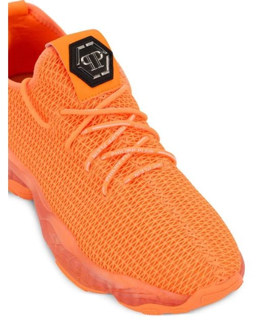 Philipp Plein Orange Runner Hyper $Hock Logo-Details Sneakers