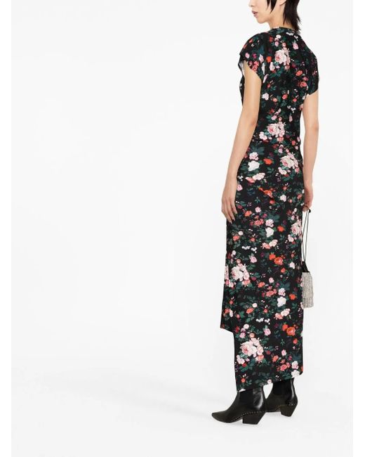 Rabanne Black Floral Print Maxi Dress