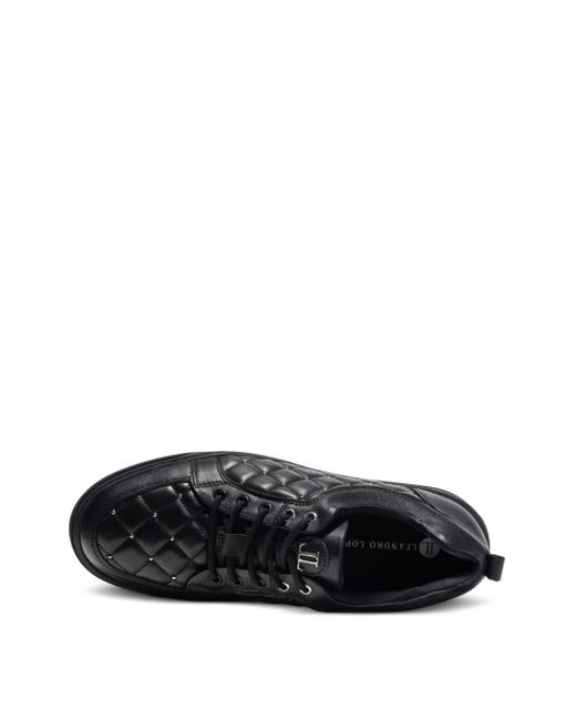 Leandro Lopes Black Ezio Quilted-Pattern Sneakers