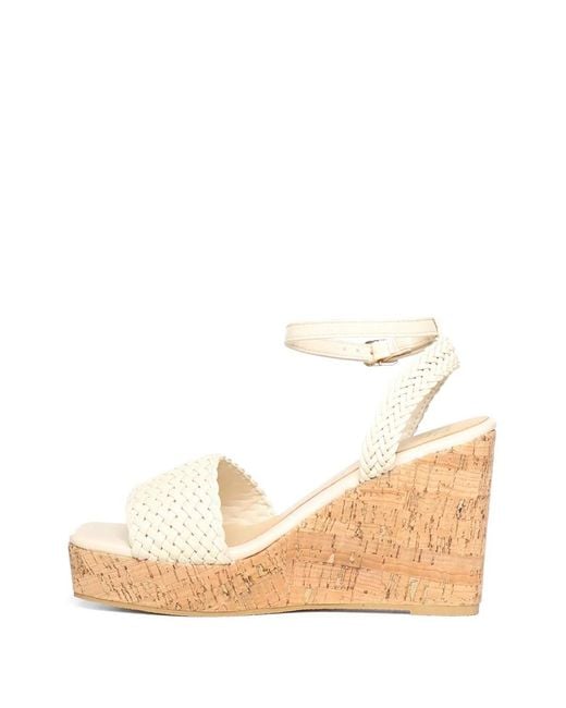 V73 Natural Woven-Strap Cork-Wedge Sandals