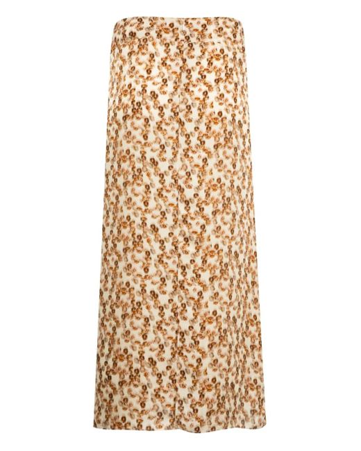 Isabel Marant Natural Lisanne Floral-Print Midi Skirt