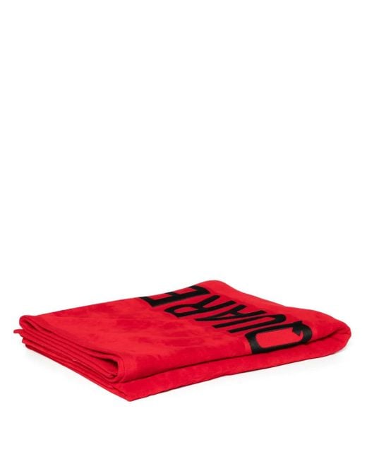 DSquared² Red Logo-Intarsia Beach Towell