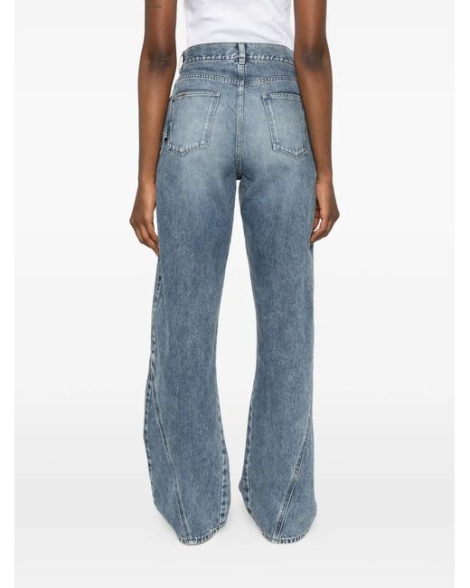 J.W. Anderson Blue Twisted-Effect Logo-Patch Jeans