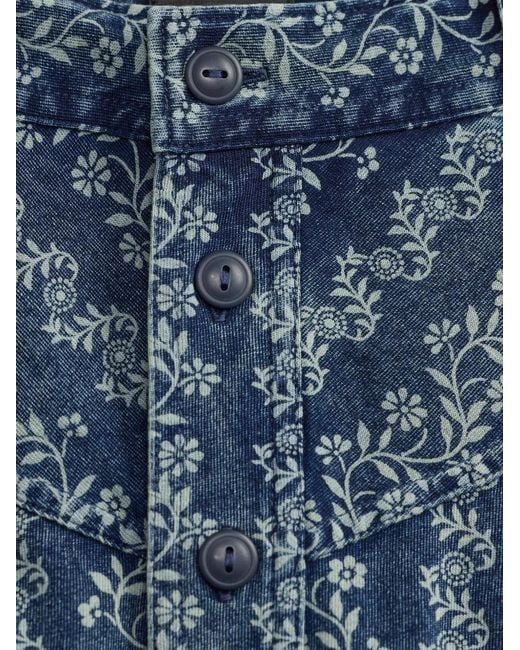 RRL Blue Floral-Motif A-Line Skirt