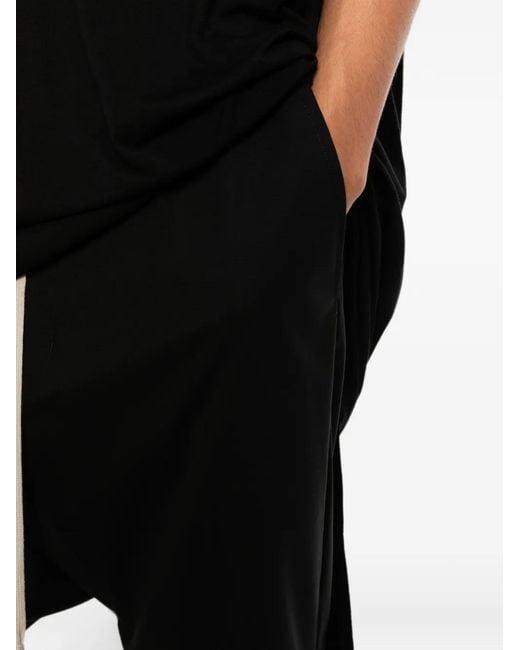 Rick Owens Black Drawstring Dropped-Crotch Trousers for men
