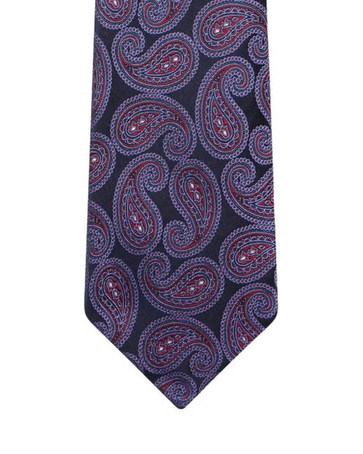 Etro Purple Paisley-Pattern Jacquard Tie for men