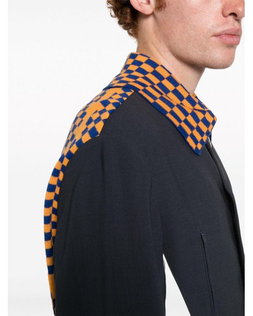 Kiko Kostadinov Check-pattern Panelled Shirt Jacket in Blue for Men | Lyst