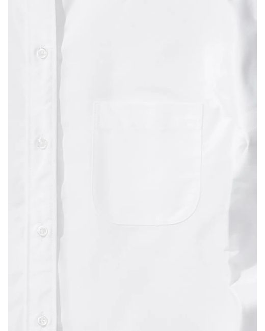 Thom Browne White Long-Sleeve Button-Fastening Shirt