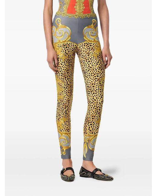 Versace Yellow Baroque-Print Leggings