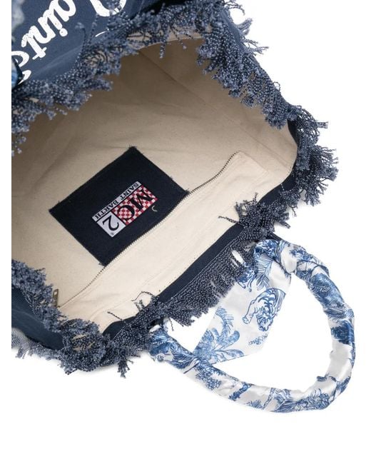 Mc2 Saint Barth Blue Vanity Logo-Print Tote Bag